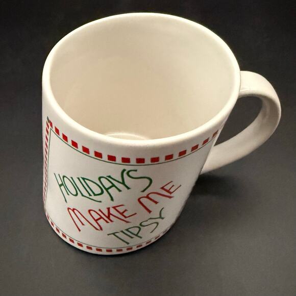 Vintage Christmas Papel Mug Slants “Holidays Make Me Tipsy” Ceramic Mug Cup - Picture 5 of 9
